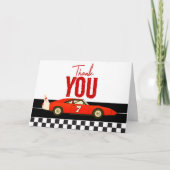Fast One Race Car Boy 1st Birthday Party Bedankkaart (Voorkant)