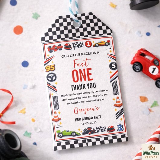 Fast One Race Car Boy 1st Birthday Party Cadeaulabel