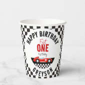 Fast One Race Car Boy 1st Birthday Party Papieren Bekers (Achterkant)