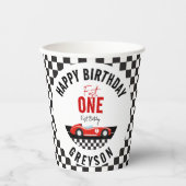 Fast One Race Car Boy 1st Birthday Party Papieren Bekers (Voorkant)