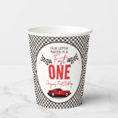 Fast One Race Car Boy 1st Birthday Party Papieren Bekers (Achterkant)