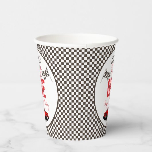 Fast One Race Car Boy 1st Birthday Party Papieren Bekers (Rechts)