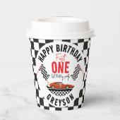 Fast One Race Car Boy 1st Birthday Party Papieren Bekers (Achterkant)