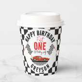 Fast One Race Car Boy 1st Birthday Party Papieren Bekers (Voorkant)