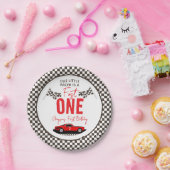 Fast One Race Car Boy 1st Birthday Party Papieren Bordje (Feest)