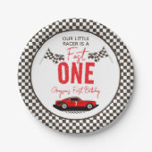 Fast One Race Car Boy 1st Birthday Party Papieren Bordje (Voorkant)