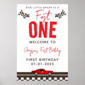 Fast One Race Car Boy 1st Birthday Party Poster (Voorkant)