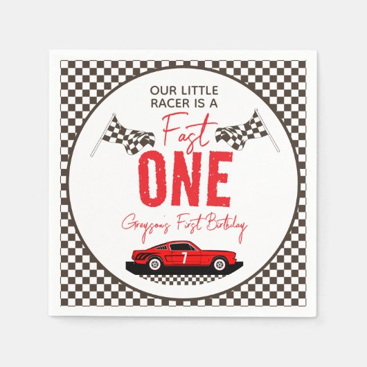 Fast One Race Car Boy 1st Birthday Party Servet (Voorkant)