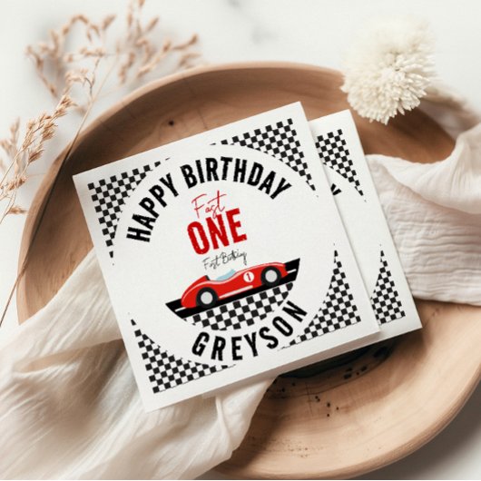Fast One Race Car Boy 1st Birthday Party Servet