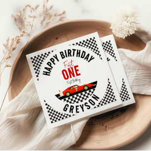 Fast One Race Car Boy 1st Birthday Party Servet