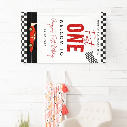 Fast One Race Car Boy 1st Birthday Party Spandoek (Insitu)