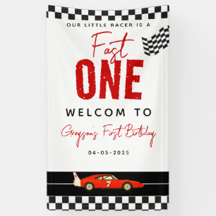 Fast One Race Car Boy 1st Birthday Party Spandoek