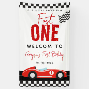 Fast One Race Car Boy 1st Birthday Party Spandoek