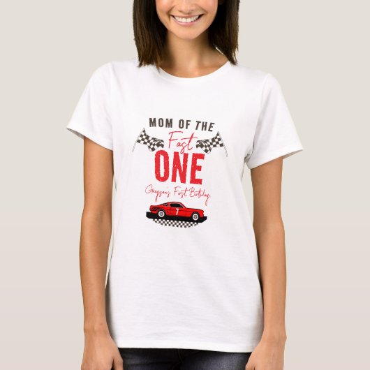 Fast One Race Car Boy 1st Birthday Party T-shirt (Voorkant)