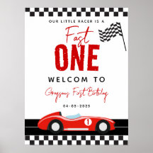 Fast One Race Car Boy 1st Verjaardag Welkom borden