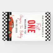 Fast One Race Car Boy 2e verjaardag Spandoek (Horizontaal)