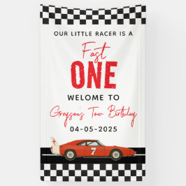 Fast One Race Car Boy 2e verjaardag Spandoek