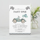 Fast One Race Car Boys 1e verjaardag Kaart (Staand voorkant)