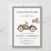 Fast One  Race Car Boys 1st Birthday Kaart (Voorkant)