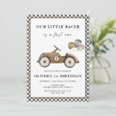 Fast One  Race Car Boys 1st Birthday Kaart (Staand voorkant)