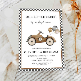 Fast One  Race Car Boys 1st Birthday Kaart