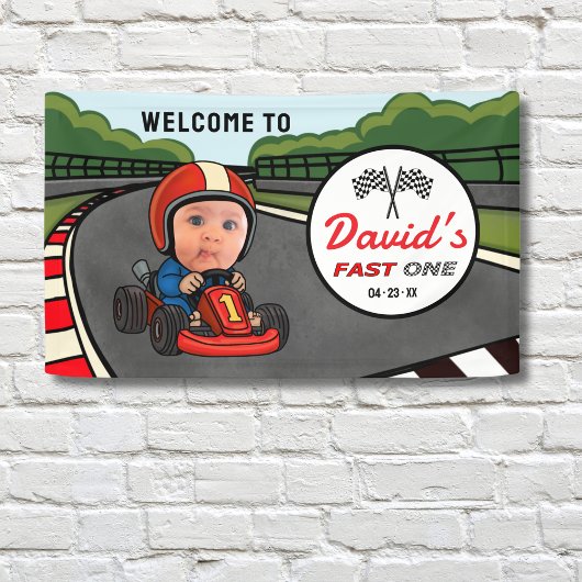 Fast ONE | Race Car Driver Welcome Birthday Spandoek