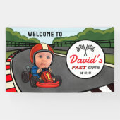 Fast ONE | Race Car Driver Welcome Birthday Spandoek (Horizontaal)