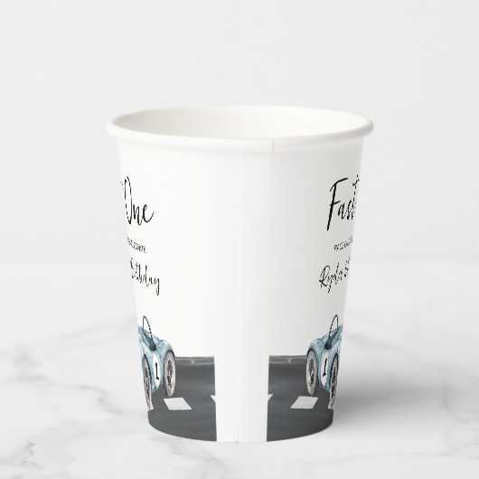 Fast One Race Car First Birthday Papieren Bekers (Rechts)