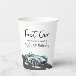 Fast One Race Car First Birthday Papieren Bekers