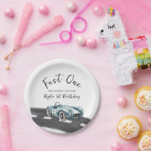 Fast One Race Car First Birthday Papieren Bordje (Feest)