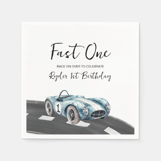 Fast One Race Car First Birthday Servet (Voorkant)