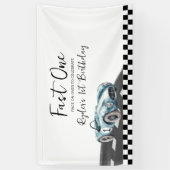 Fast One Race Car First Birthday Spandoek (Verticaal)