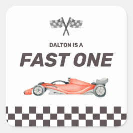 Fast One Race Car First Birthday Square Sticker