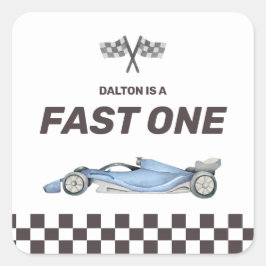 Fast One Race Car First Birthday Square Sticker