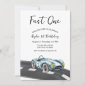 Fast One Race Car First Birthday-uitnodiging Kaart (Voorkant)