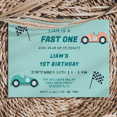 Fast One Race Car First Birthday-uitnodiging Kaart