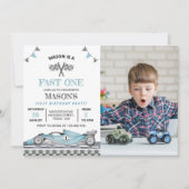Fast One Race Car Foto Uitnodiging Verjaardag (Voorkant)