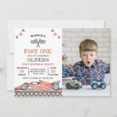 Fast One Race Car Foto Uitnodiging Verjaardag (Voorkant)