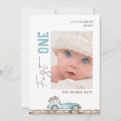 Fast One Race Car Foto Uitnodiging Verjaardag (Voorkant)