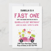 FAST ONE Race Car Girl 1e verjaardag Kaart (Voorkant)