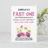 FAST ONE Race Car Girl 1e verjaardag Kaart (Staand voorkant)