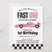 Fast One Race Car Girl 1e Verjaardagsfeest Kaart (Voorkant)