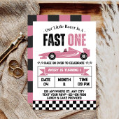 Fast One Race Car Girl 1e Verjaardagsfeest Kaart