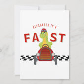 Fast One Race Car Racing Car Dinosaur 1st Birthday Kaart (Achterkant)
