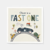 Fast One Race Cars 1st Birthday Party Napkins Servet (Voorkant)