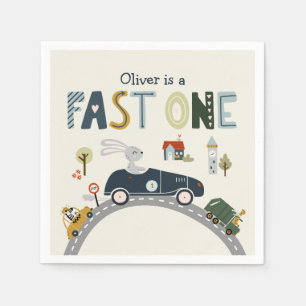 Fast One Race Cars 1st Birthday Party Napkins Servet