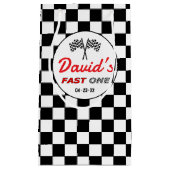 Fast ONE | Race Flag Checkered Birthday Gift Bag Klein Cadeauzakje (Voorkant)