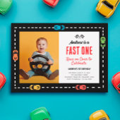 Fast One Race Track Jongens Verjaardagsfeestje Fot Kaart