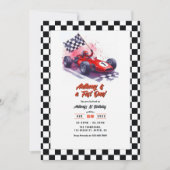 "Fast One" raceauto 1e verjaardagsfeestje Kaart (Voorkant)