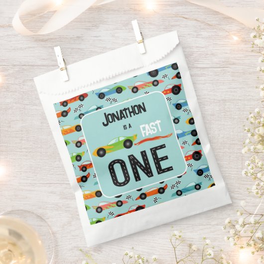 Fast ONE racecar thema 1e verjaardagsfeest Bedankzakje (Geknipt)